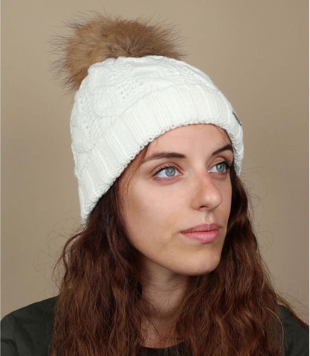 White beanie large pompom Filippa Beanie white